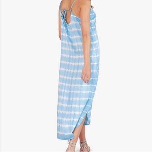 MUD PIE NWT NEW Amma Blue and White Tie-Dye Maxi Dress Summer Size Large